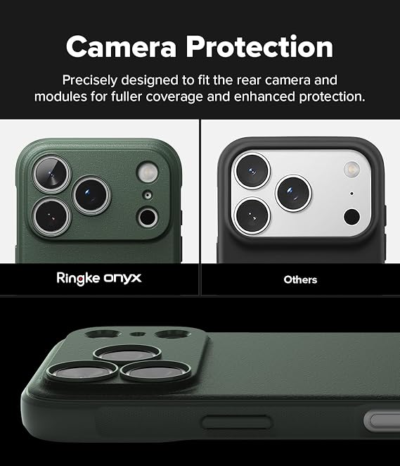 Ringke Onyx for iPhone 17 Pro Max Case, [Feels Good in The Hand] Oil & Dirt Resistant, Individual Lens Covers for Cameras, Non-Slip Enhanced Grip Lightweight Cover - Dark Green