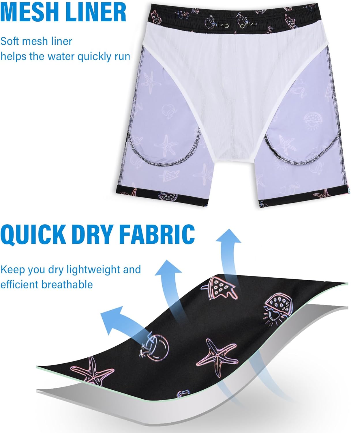 7inch Mens Swim Trunks: with Mesh Liner Pockets Drawstring Quick Dry Stretch Lined Funny Beach Swimming Pool Surf - Image 5