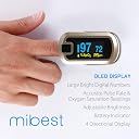 Mibest Pulse Oximeter Fingertip, Blood Oxygen Saturation Monitor (SpO2) with Rate Measurements and Waveform Graph, Portable Digital Reading OLED Display, Batteries Lanyard and Carry Case Included gallery image
