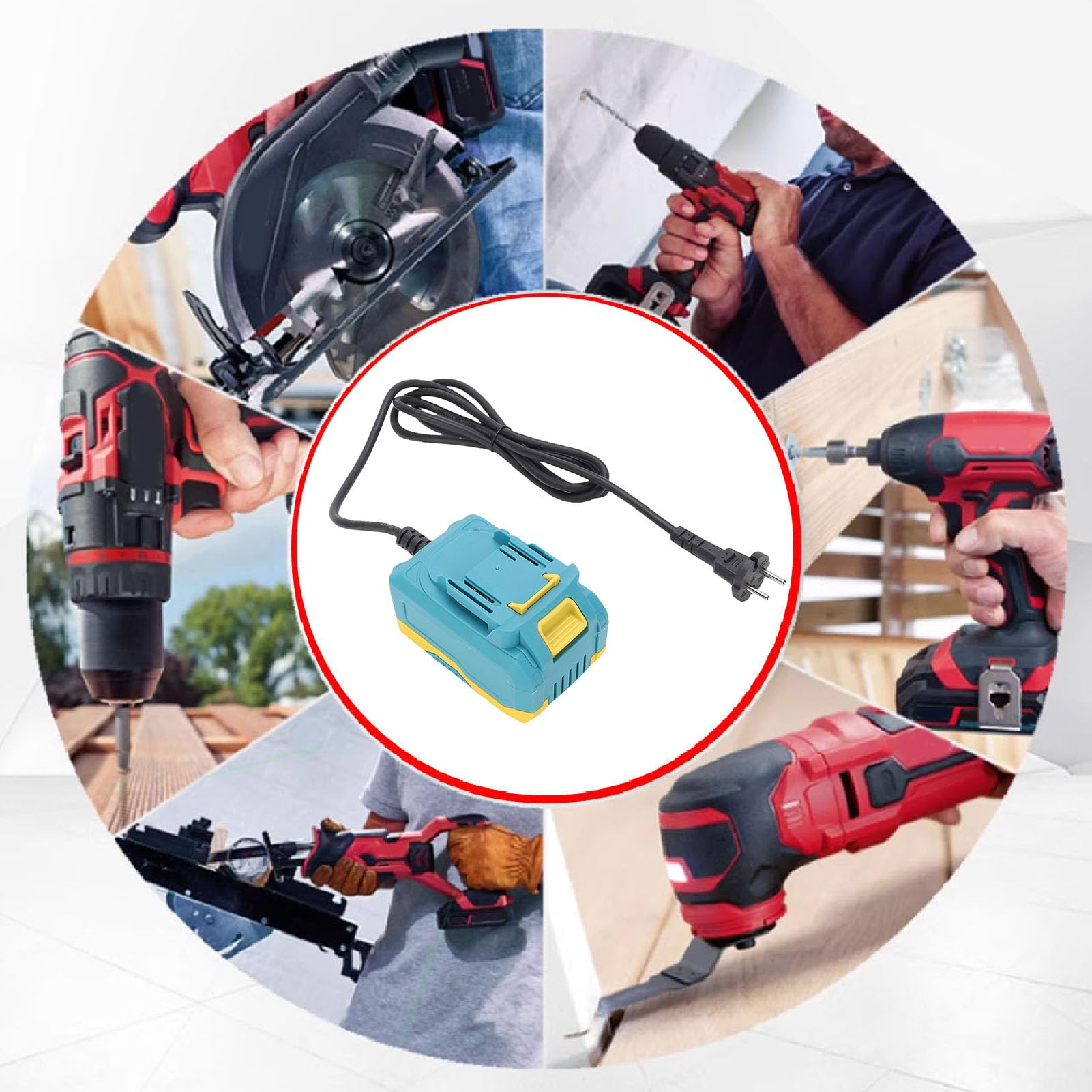 Annadue Konwerter Zasilania AC 220 V na DC 20 V, Adapter Narzędziowy do Akumulatora Litowo-jonowego z inteligentną ochroną antypoślizgową, Bezprzewodowy Konwerter Elektronarzędzi AC na DC do