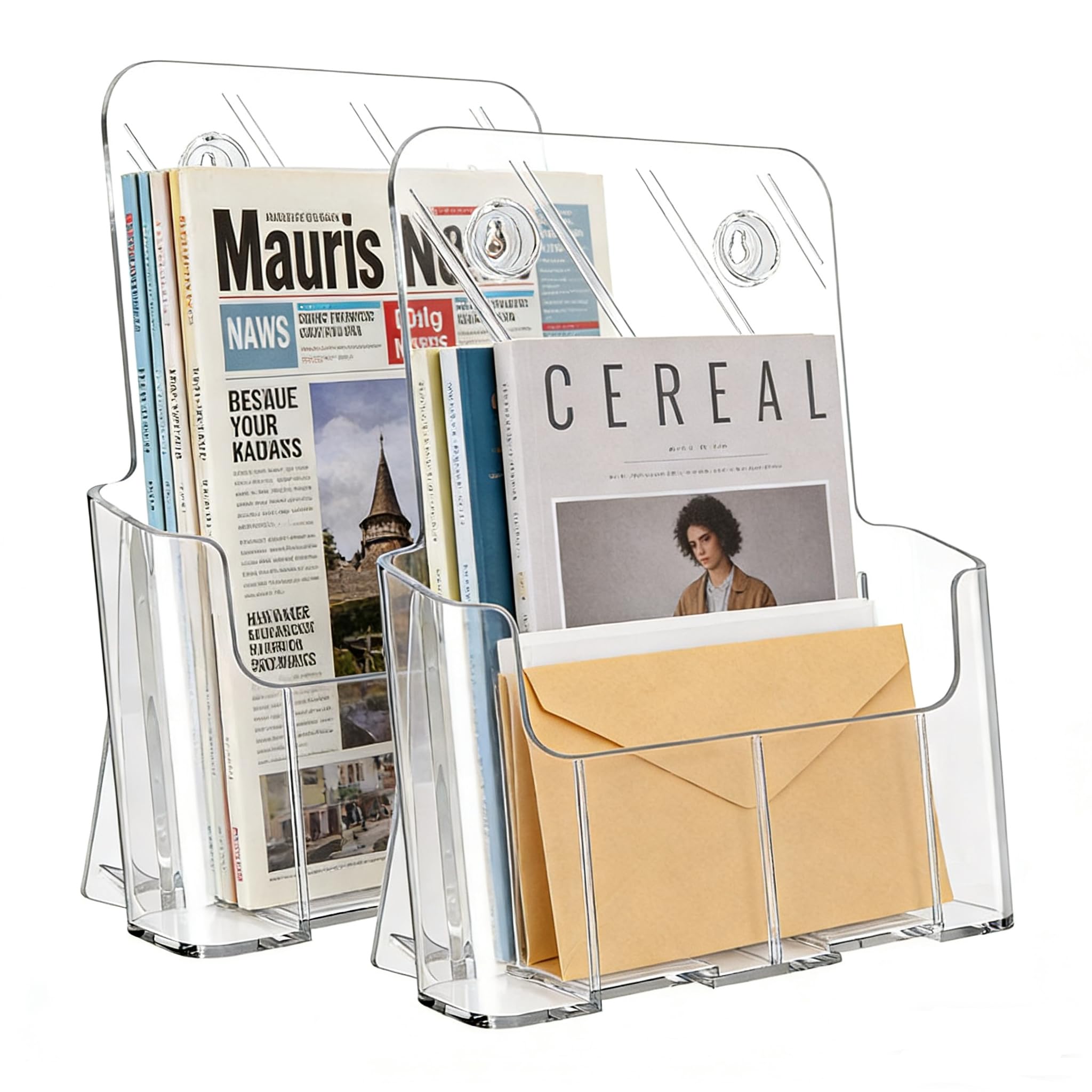 Gawerk 2 Pack Acrylic Brochure Holder 8.5 x 11 inches for Desk or Wall Mount, Clear Flyer Display Stand Plastic Table Stand Sign Literature Holder for