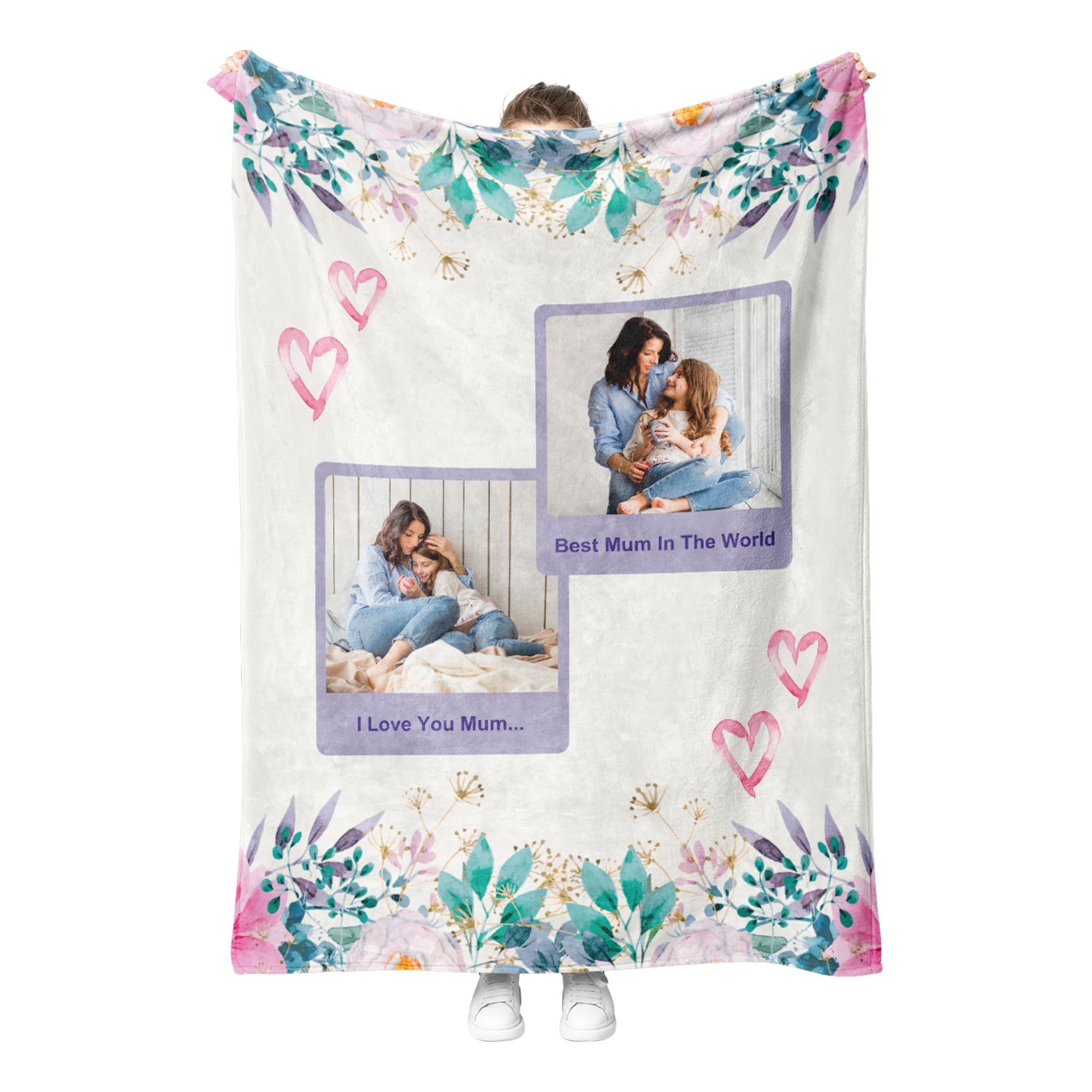 Personalised Mum Gifts for Mothers Day, Mother Day Ideas- Soft Flannel Blanket 75 x100 cm (Purple) - Best Gifts for Mum from Daughter Son on Birthday Christmas