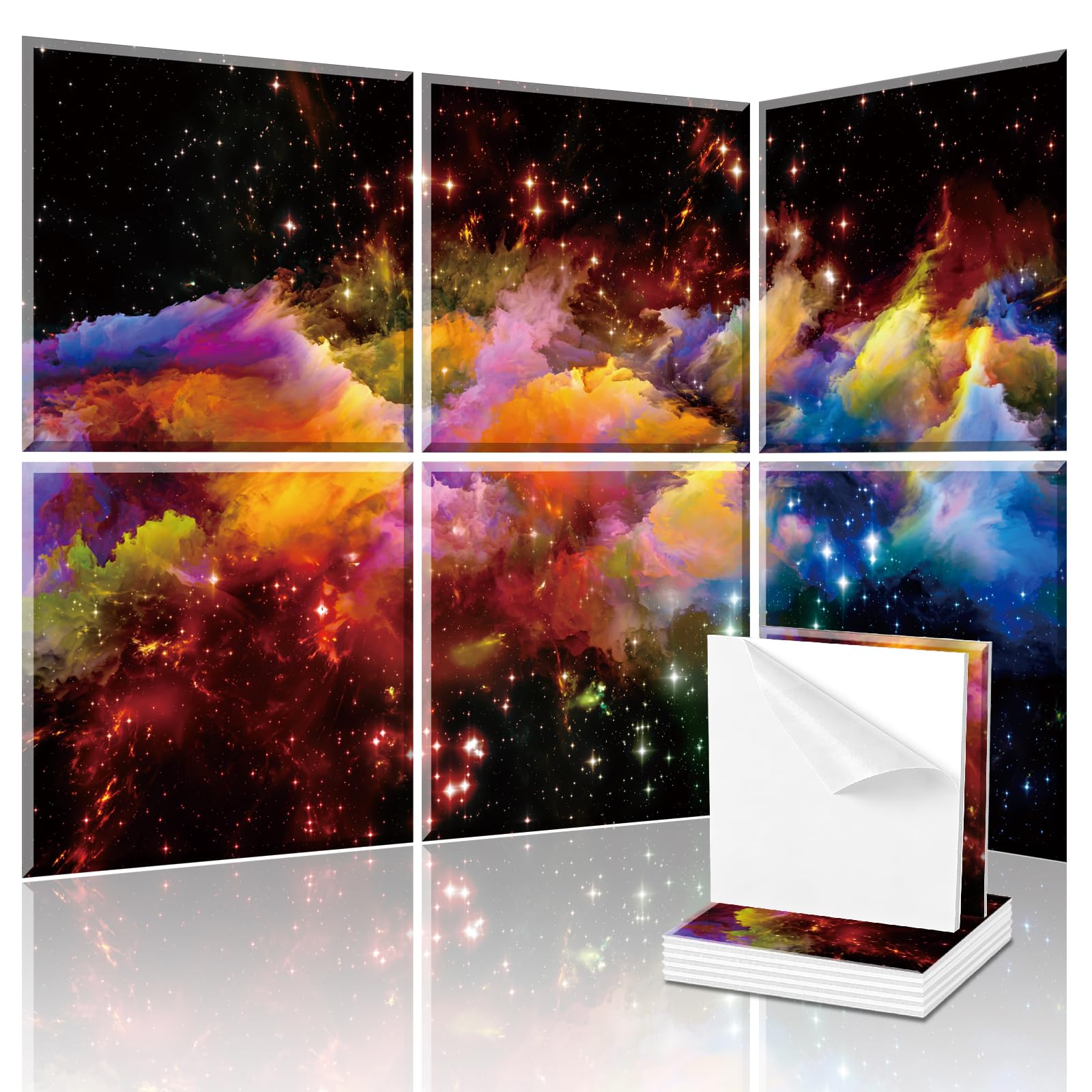 Zylithic Decorative Acoustic Wall Panels 6 Pack, 72“x48” Art Sound Absorbing Panels, Soundproof Foam Panels for Bedroom, Home Theater, Studio, Office - Dazzling