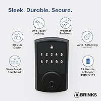 Vista 2 de Brinks Keyless Entry Electronic Touchpad Door Lock -Backlit Keypad Deadbolt with Advanced Security, Custom User Codes, Auto-Lock, for Front Door