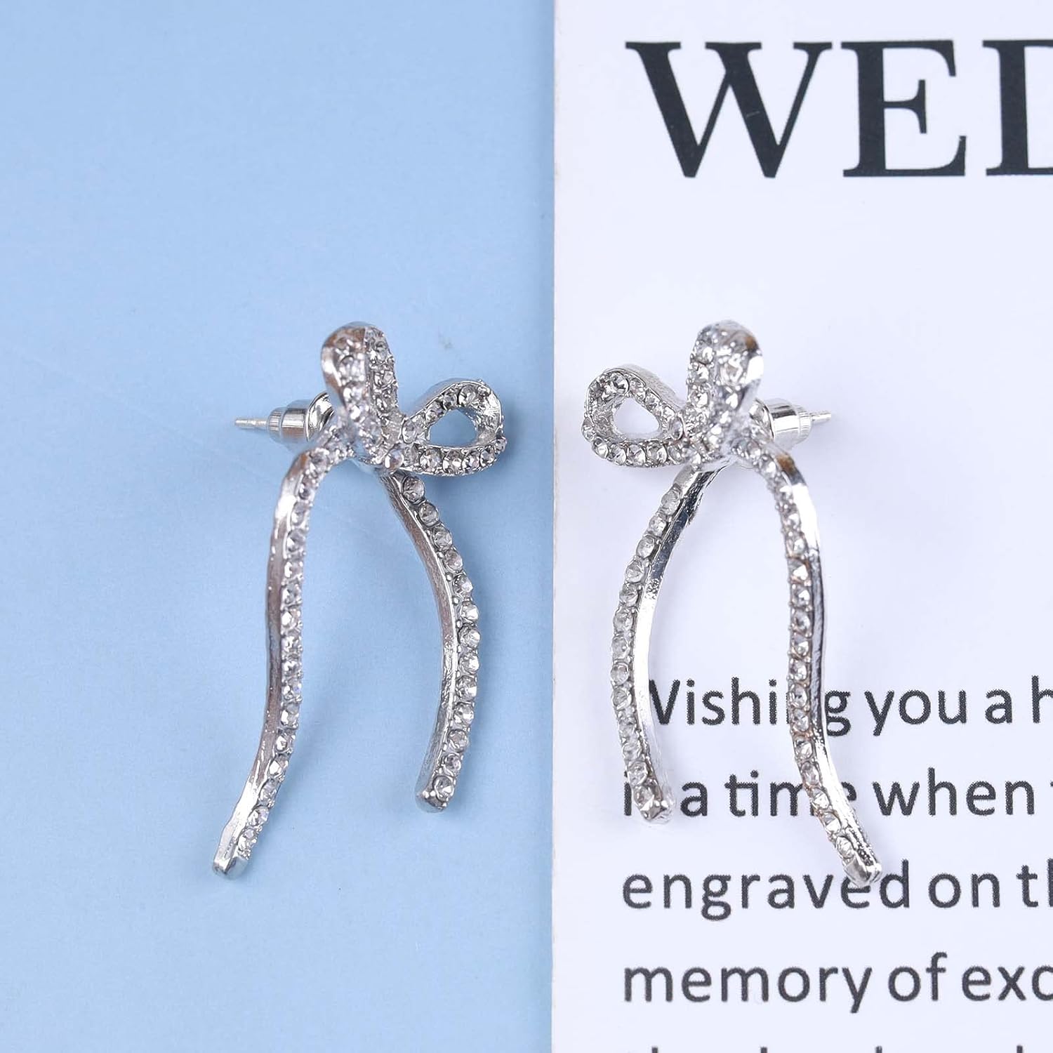 Vintage Crystal Bow Earrings Cz Bow Ear Jacket Earrings Silver Bow Crystal Stud Earrings Rhinestone Bow Knot Earrings Jewelry for Women - Image 6