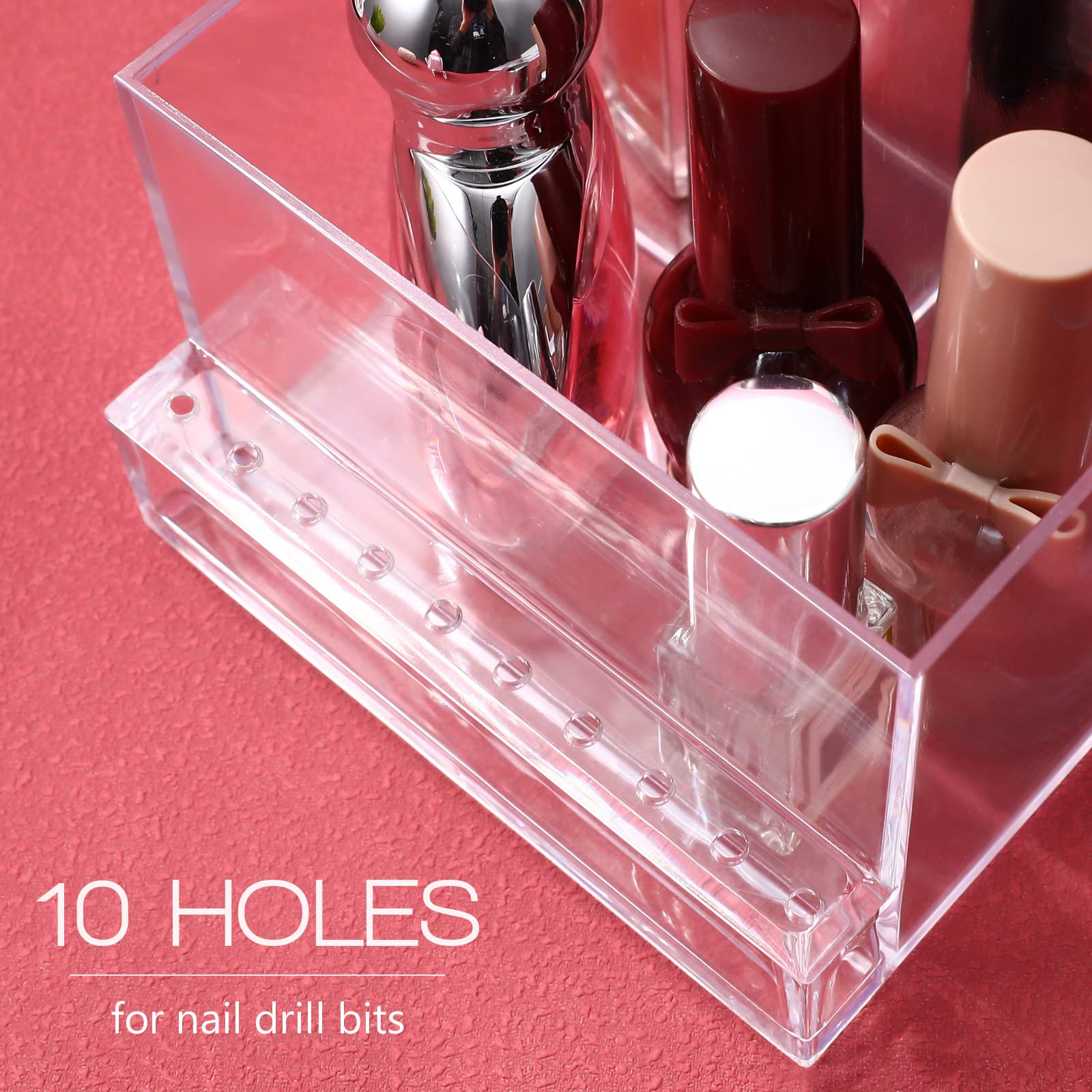 minkissy Nail Drill Bits Holder Organizer Storage Box with 13 Holes Compact Acrylic Stand for Manicure Pedicure Tools Salon Home Use - Image 3