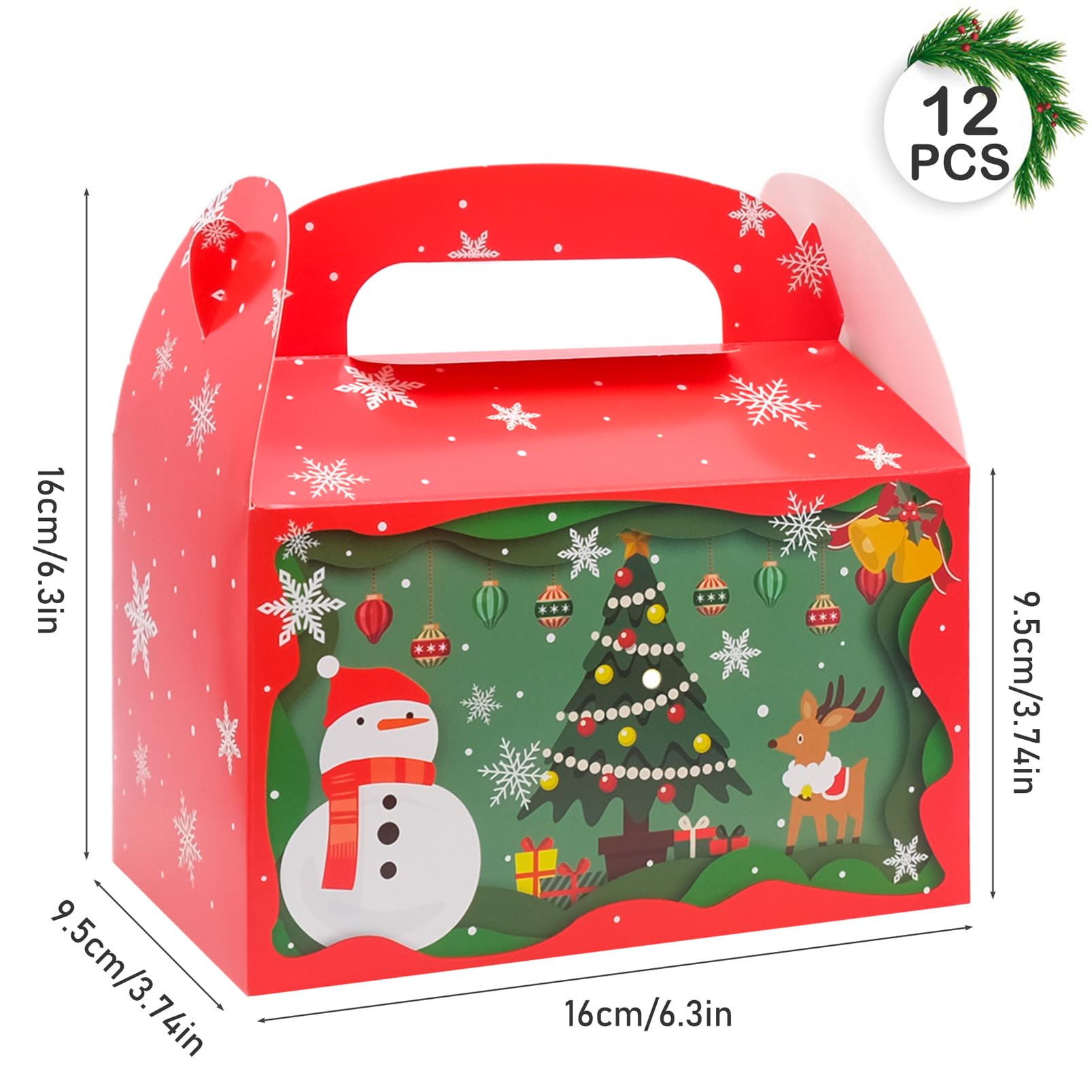 Bakiauli 12 Pieces Christmas Boxes for Presents Christmas Party Favor Gift Boxes Paper Cake Box for Birthdays Gatherings, Parties - Image 2