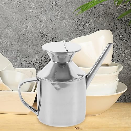 Miniatura 9 de Dispensador de aceite de cocina, botella de aceite de oliva de acero inoxidable con asa, recipiente de vinagre a prueba de fugas, recipiente para