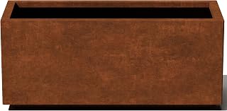 Veradek Corten Steel Series Long Box Planter - Large Rectangular Corten Steel Planter | Naturally Rusting Steel for All-Weather Use | Modern Rustic Décor for Flowers, Tall Plants, Shrubs