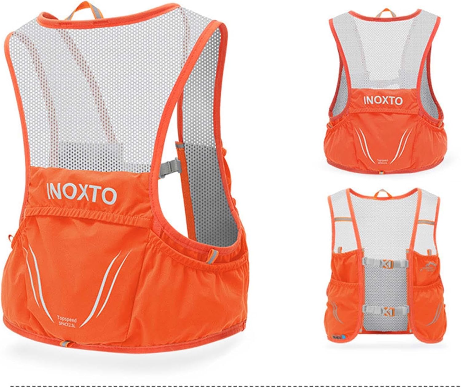 pistro Hydration Running Vest with 2 Bladders Lightweight Breathable Mesh Backpack for Trail Running Cycling Outdoor Sports- Orange Large