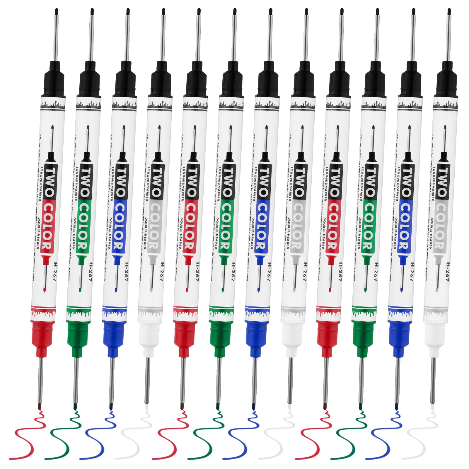 12 PCS Long Head Deep Hole Marker Pens,20mm Long Nib Marker, Longs