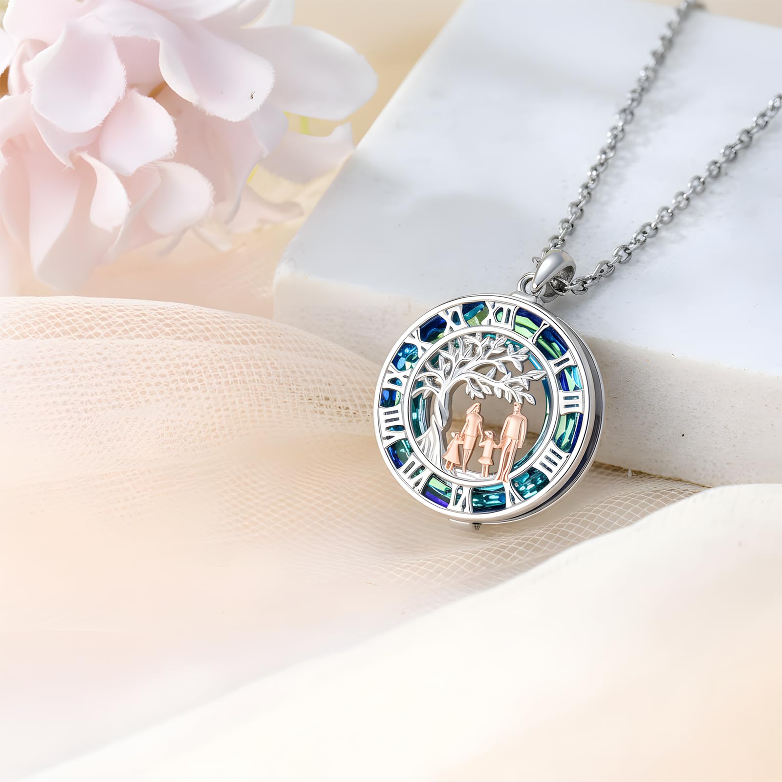 ROMANTICWORK Familie Kette 925 Sterling Silber Mutter Tochter/Vater Tochter/Mama/Schwester Anhänger Halskette Familie Schmuck Geschenke für Damen