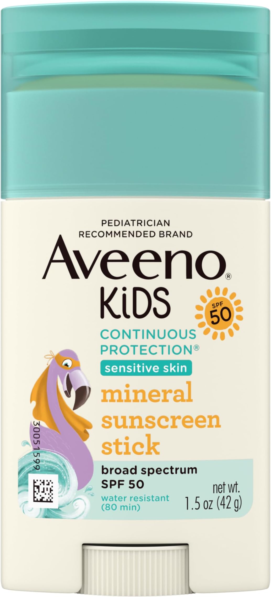 Kids Continuous Protection Zinc Oxide Mineral Sunscreen Stick for Sensitive Skin, Face & Body Sunscreen Stick for Kids with Broad Spectrum SPF 50, Sweat- & Water-Resistant, 1.5 oz