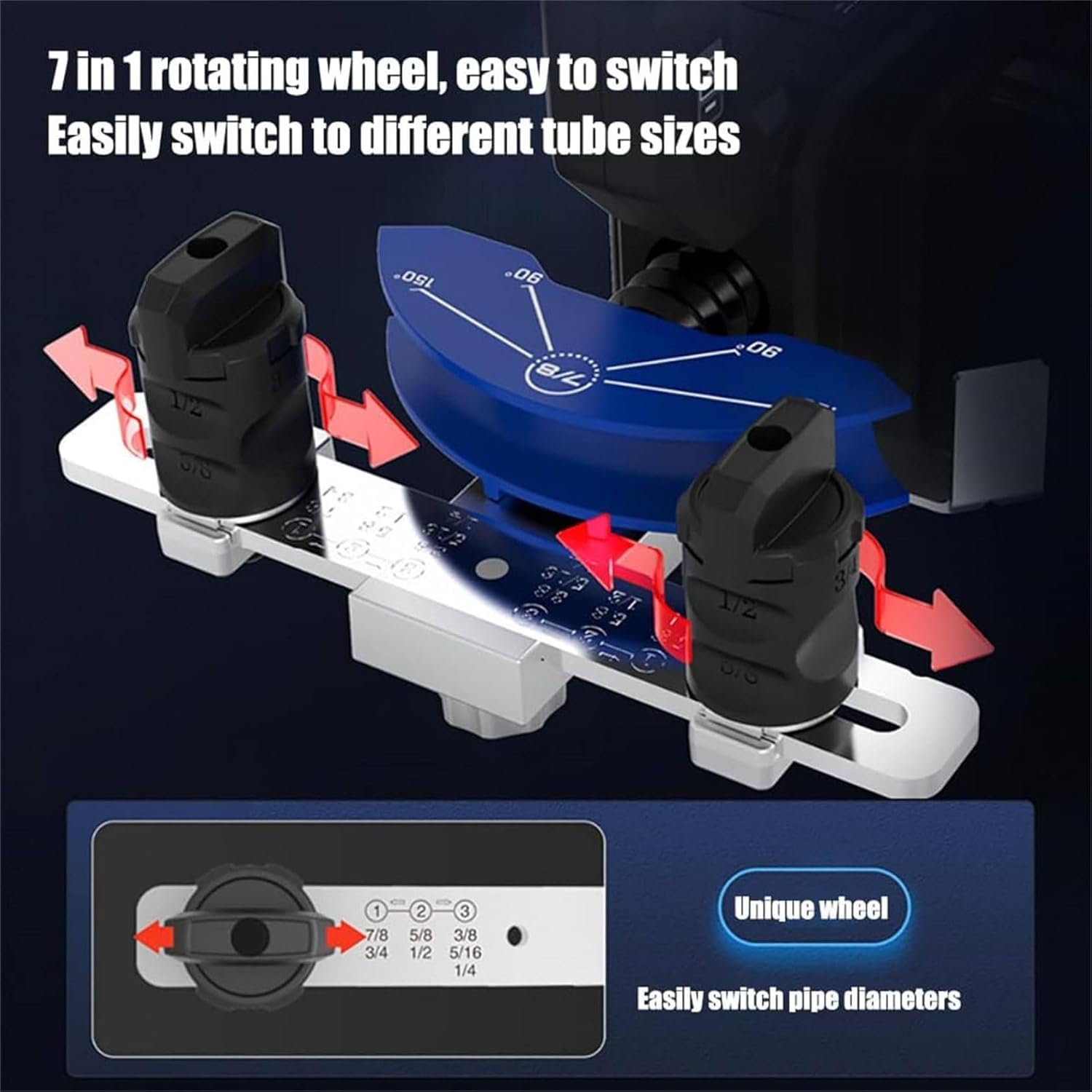 Kit de herramientas para doblar tubos eléctricos, doblador de tubos eléctricos para tubos de cobre suave, curva de 90° con troqueles de 1/4 a 7/8, ideal para tuberías de cobre y fontanería