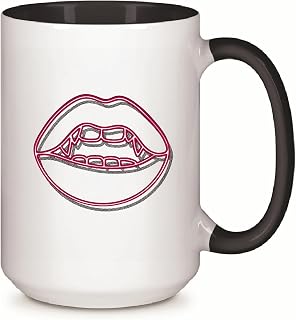 Neon Vampire Mouth with Fangs Gift for Halloween Lovers Kids Teens 11oz 15oz Inner Color Accent Mug