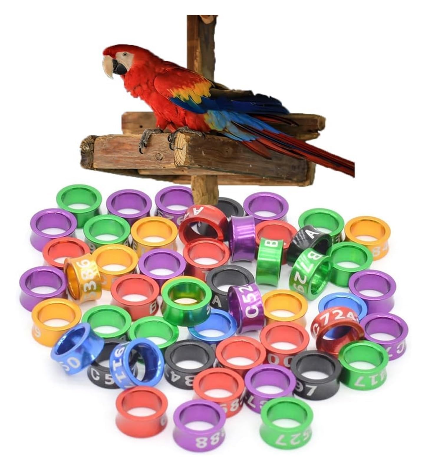 Anillo abierto for pájaros, anillos de aluminio for patas de pájaros numerados, multicolor, 4-8 mm, paquete de 50-200 piezas(Mixed Colors7.0mm,200pc)