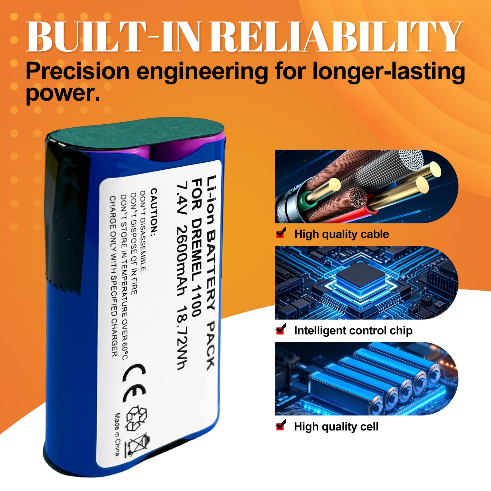 Batería de 7,2 V para Dremel Stylus 1100, 1100LI, 1100-25, Driver 1120, repuesto para batería DREMEL modelo: 2.610.013.393, 2.610.930.072