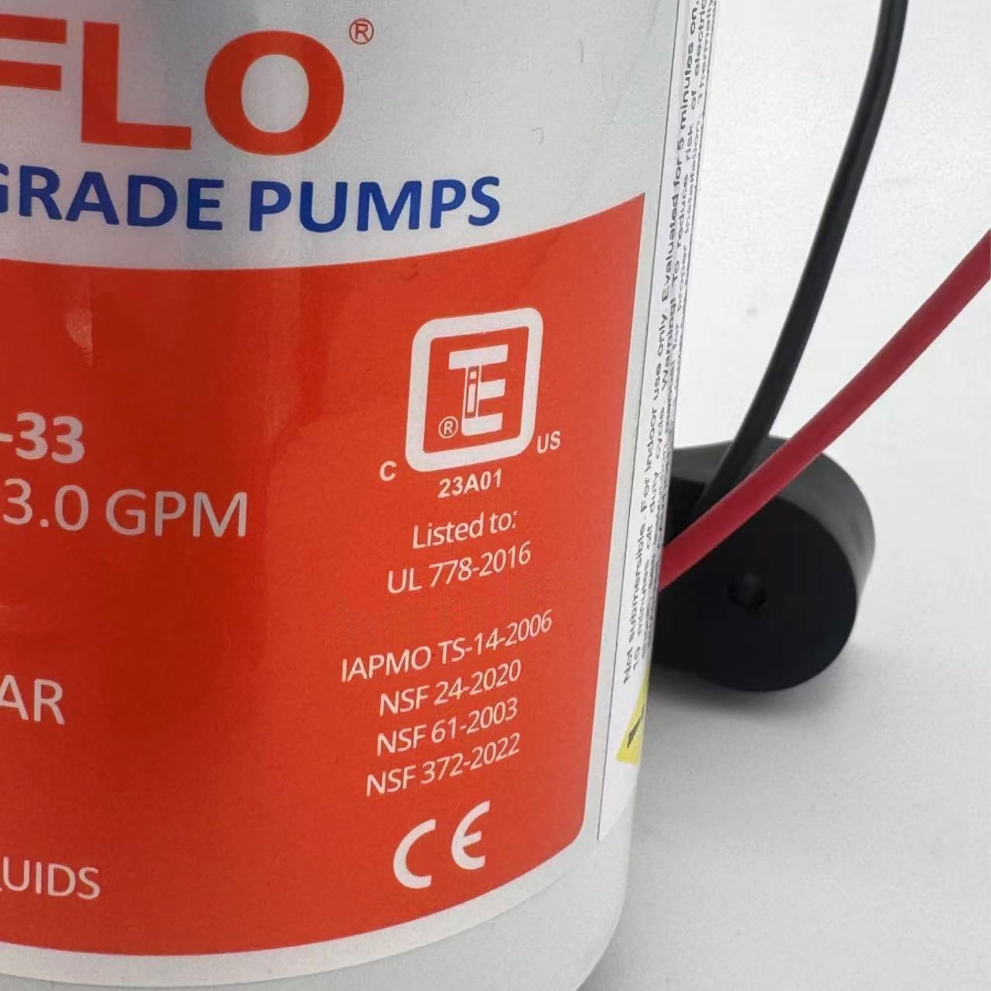 Waterdruk Membraanpomp Elektrische Zelfaanzuigende Pomp 3,0 GPM 11,6 L/min Power Waterpomp voor Boot Caravan, RV, Scheepvaart, Landbouw Toepassingen Home Machine(F33 102 045 201 (24V
