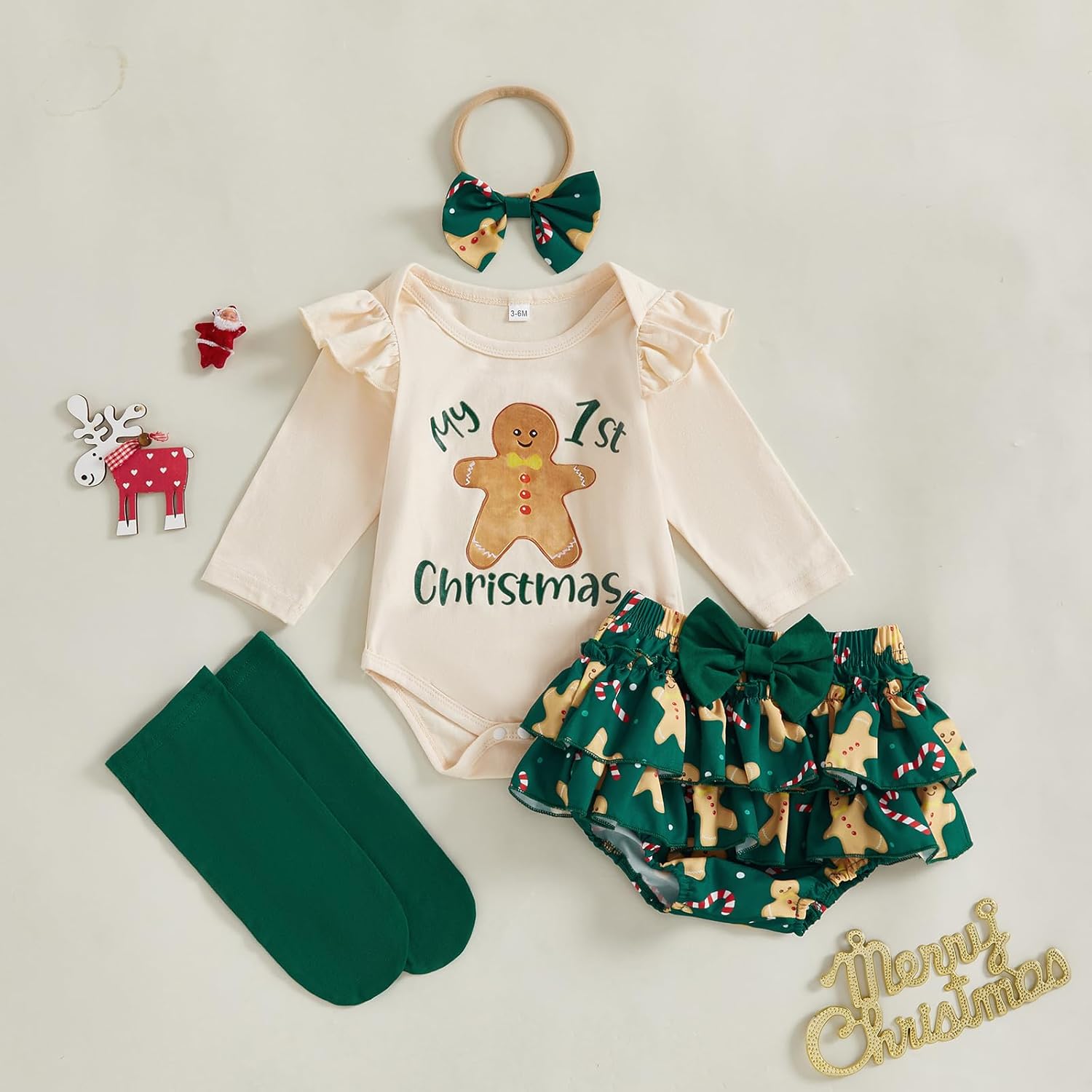 YINGISFITM My First Valentines Day Baby Girl Outfit Long Sleeve Romper + Love Heart Skirt Shorts Newborn Valentines Clothes - Image 4