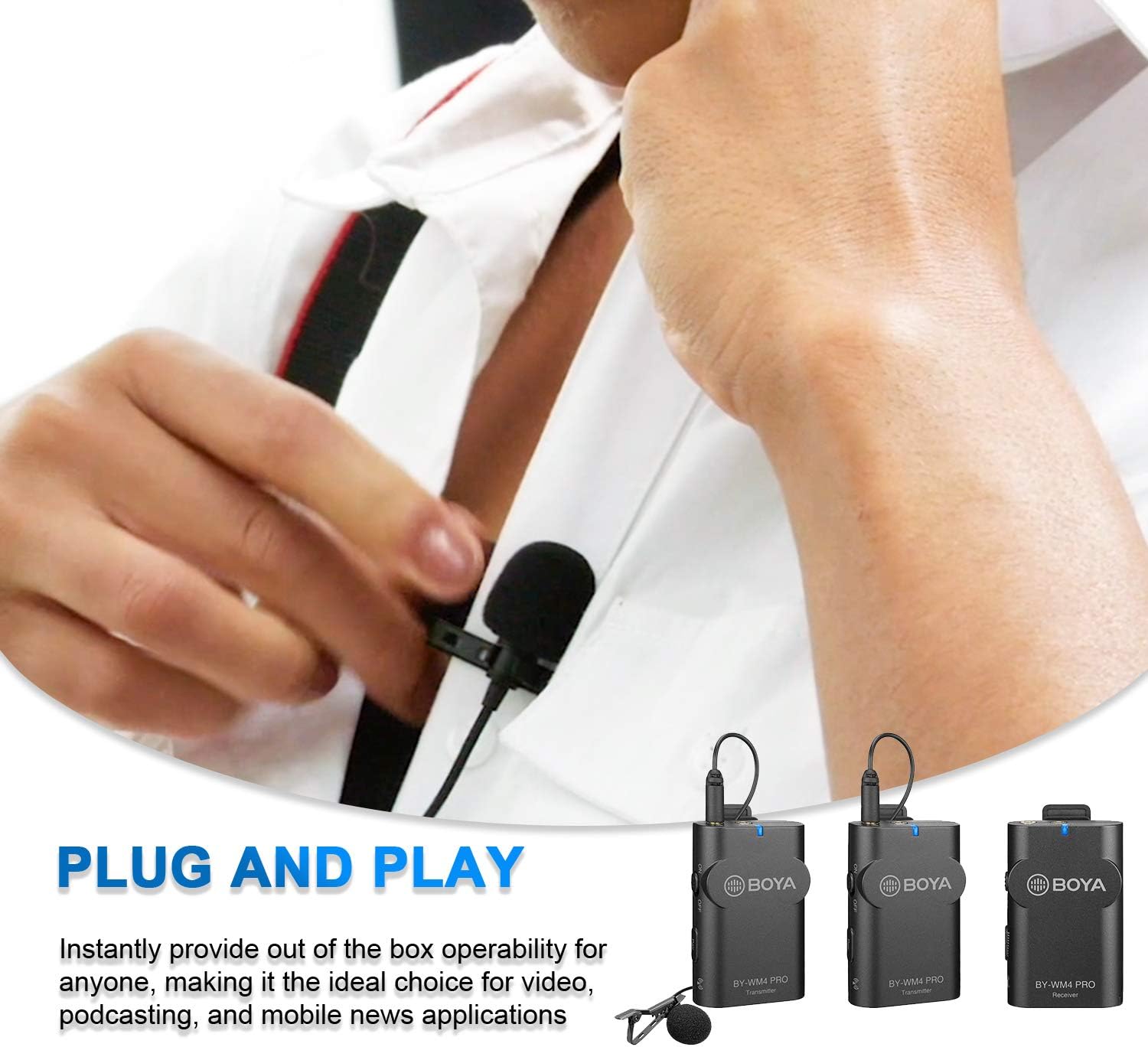 Bеѕt Dеаl Prоduсt 2.4GHz Wireless Lavalier Microphone System, BOYA Wireless Lapel Mic with Hard Case Compatible with DSLR Cameras, Camcorders, iPhone, Android Smartphones, and Tablets for YouTube Facebook Vlogging