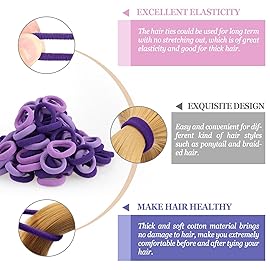 JIRIS 100PCS Hair Ties for Women And Kids, Seamless Thick Hair Bands, Elastic Baby Hair Ties No Damage Ponytail Holder, Cotton Toddler Hair Tie, No Crease Small Hair Tie For Toddler Girls (Purple)