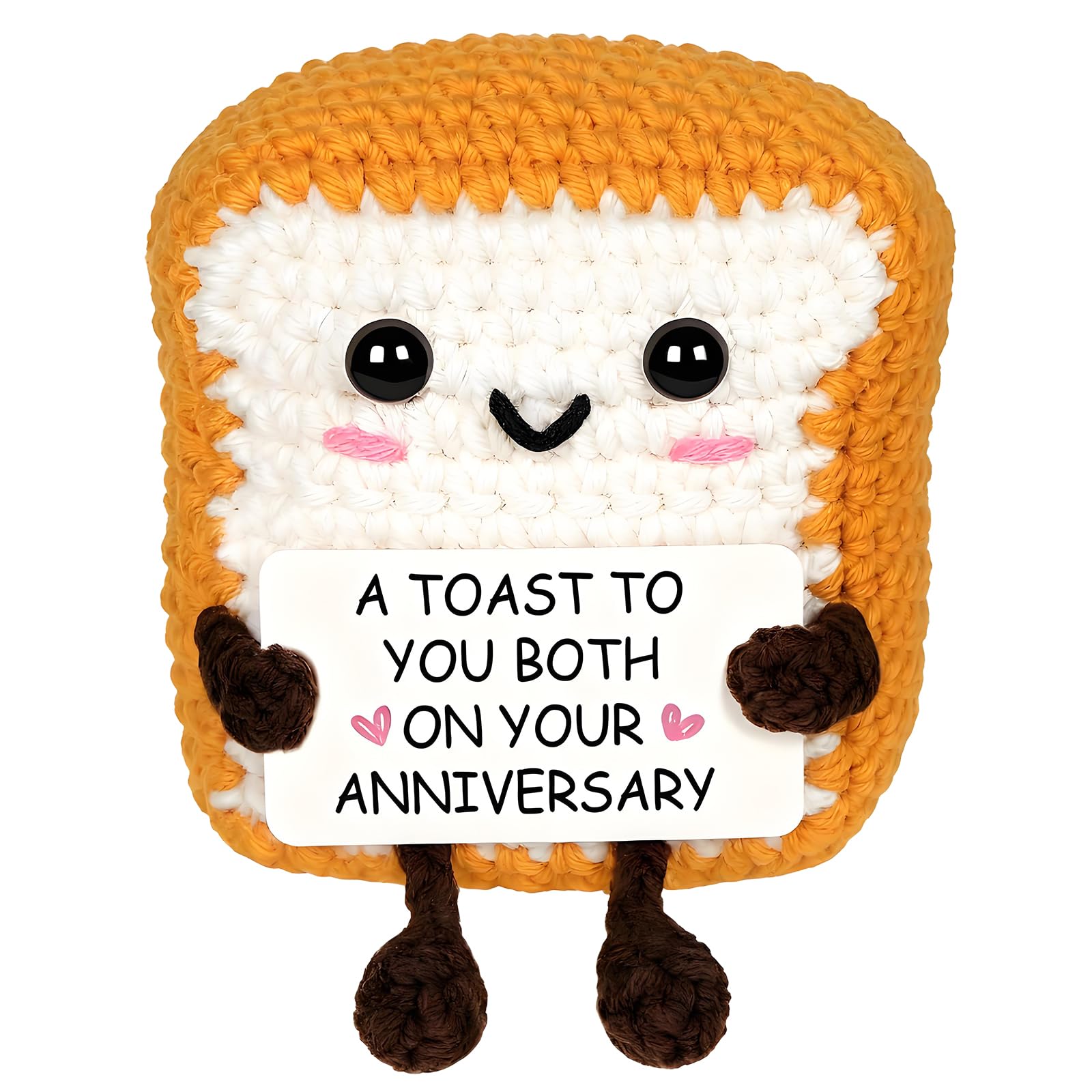 1 Pc Gift for Couple, Marry Gifts for Couple Bring Warm Cards, Handmade Crochet Toast Plush Romantic Gifts for Girlfriend, Commemorate Gift Both Men and Women