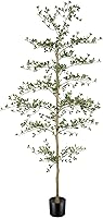 7ft Faux Black Olive Tree - Realistic Artificial Shady Lady Tree with Natural Trunk & Lifelike Leaves for Home Office Living Room Decor