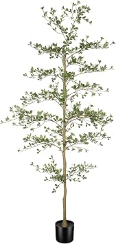 LYERSE Black Olive Tree 7ft with Natural Trunk and Realistic Leaves