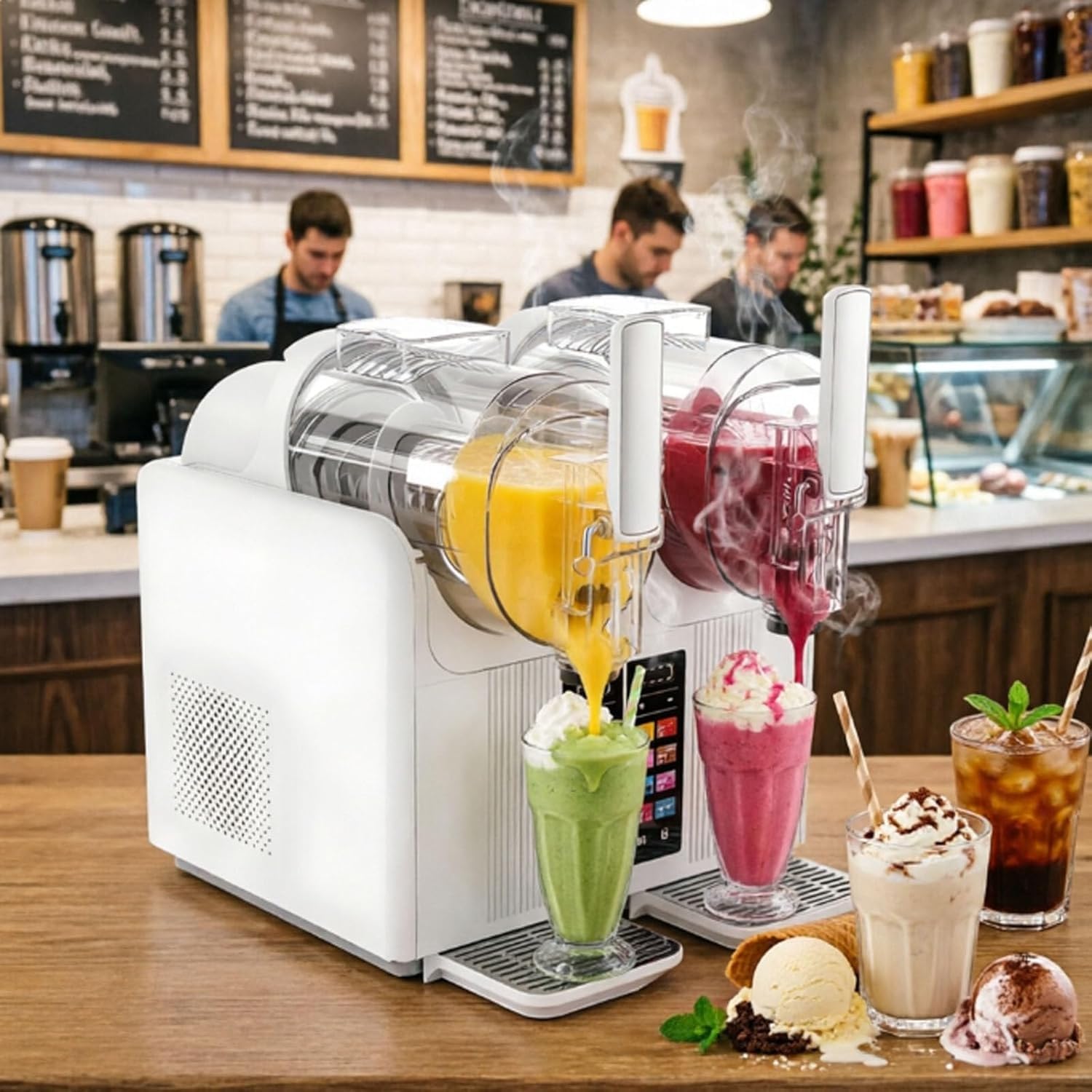 2 * 2L Slushie Machine with 7 Smart Presets, Máquina Slush Con 7 Preajustes Inteligentes, Sin Hielo Para Casa, Congelación Rápida En 20 Min Para Slush, Margaritas, Batidos, Helado(White)