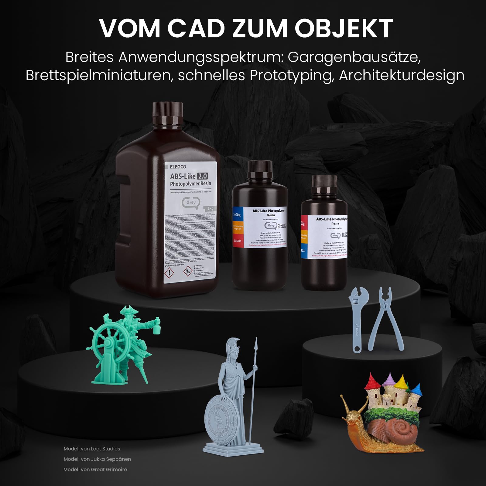 ELEGOO ABS-Like 3D Drucker Resin 2.0 405nm UV-härtendes Photopolymer Harz für LCD 3D Drucker Grau 1000g