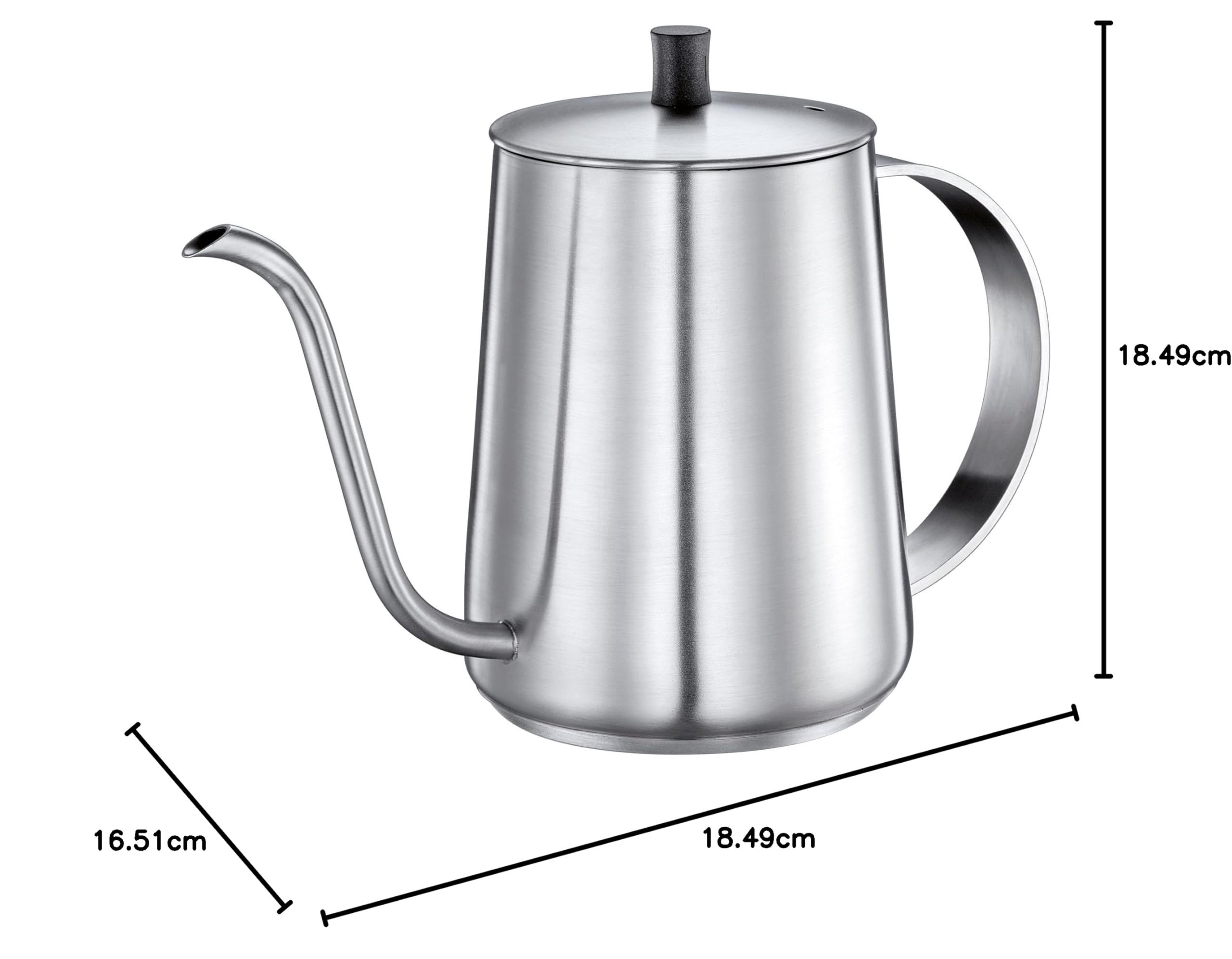 cilio Handbrüh-Wasserkessel ADRIA, Schwanenhals, Induktionsgeeignet | Gooseneck-Kanne, für Kaffee und Tee, präziser Wasserstrahl, Kapselboden Ø 9 cm, max. Kochfüllmenge 650 ml