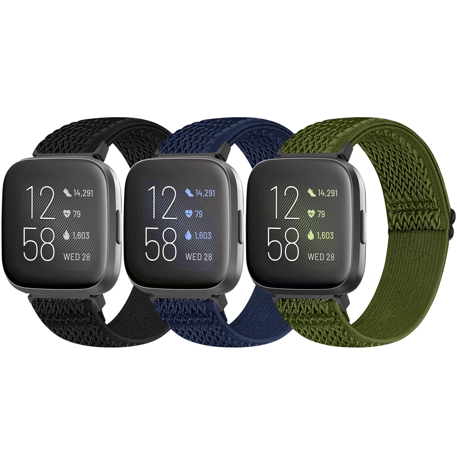 Bcuckood 3 Pack Elastic Straps Compatible with Fitbit Versa 2/Versa Lite/Versa SE