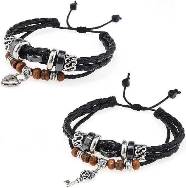 Suyi Multilayer Adjustable Leather Woven Braided Bangle Cross Bracelet Leaf Wrist Cuff Wristband