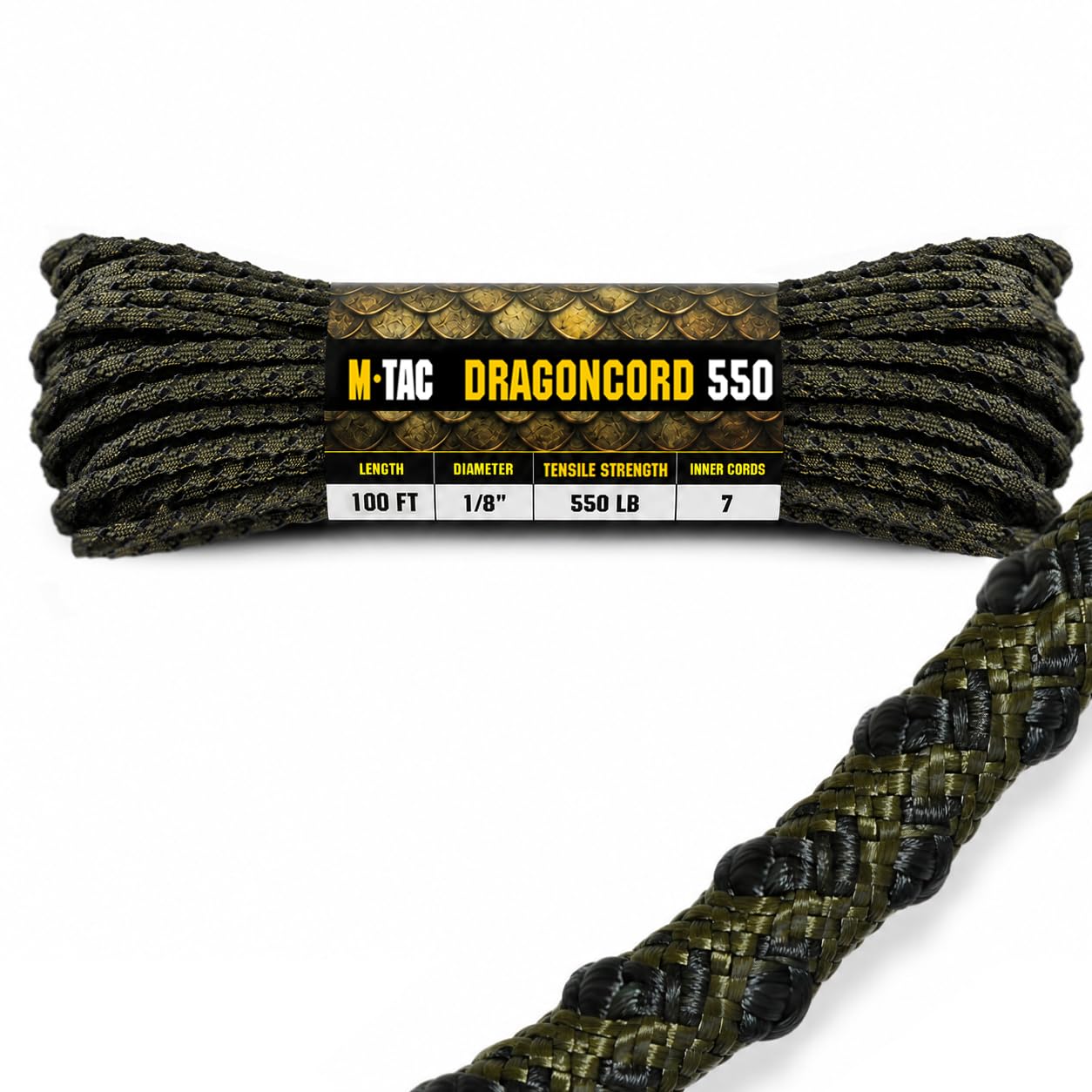 Cuerda táctica Paracord 550 M-Tac de nailon trenzado y alta resistencia para supervivencia exterior