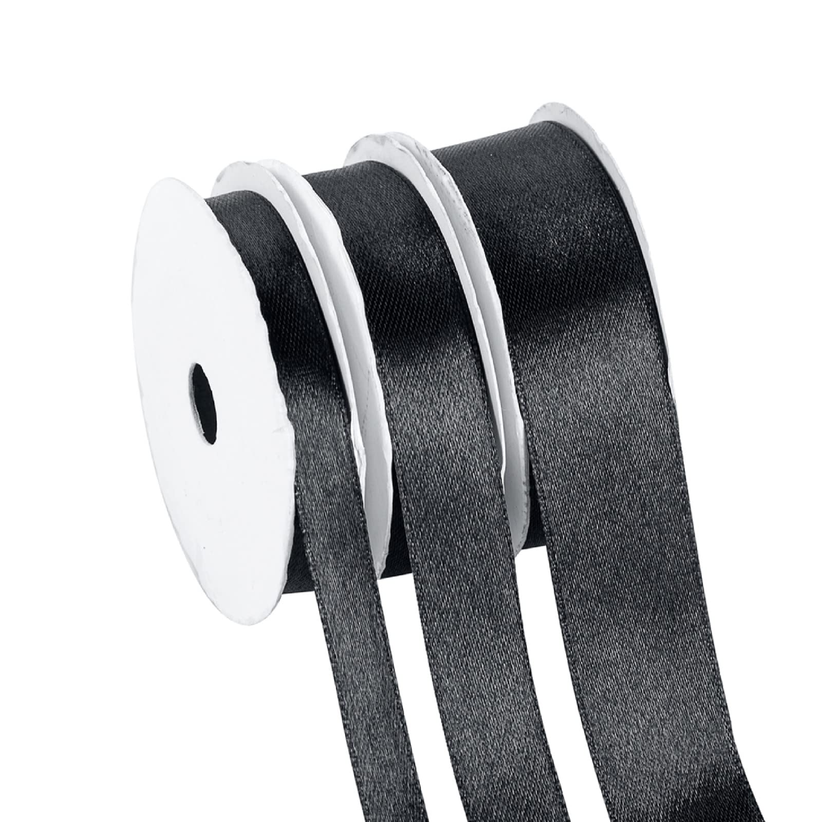 Black Poly Satin Ribbon for Crafts Gift Wrapping Wedding Bridal Bouquet Christmas Party Home Decoration Bow Make