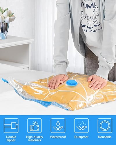 Miniatura 3 de Bolsas de almacenamiento al vacío, paquete de 12 bolsas grandes selladas al vacío para ropa, bolsas de sellado al vacío, bolsas de compresión para
