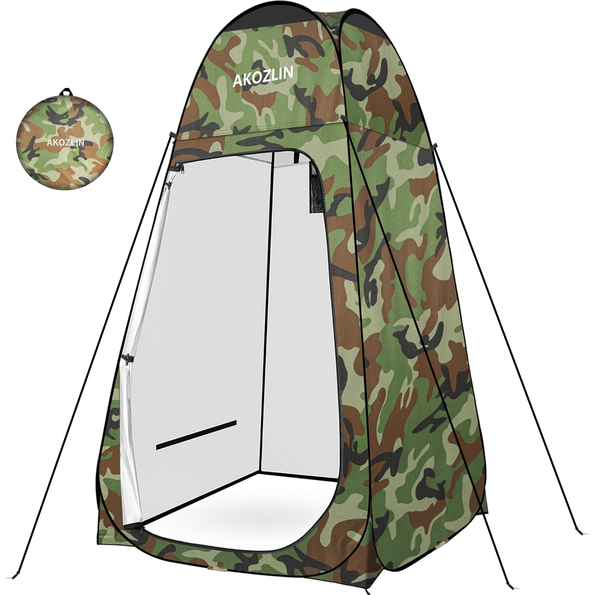 AKOZLIN Portable Pop Up Shower Privacy Shelters Instant Tent Dressing Changing Outdoor Camping Toilet Tent Camouflage Green