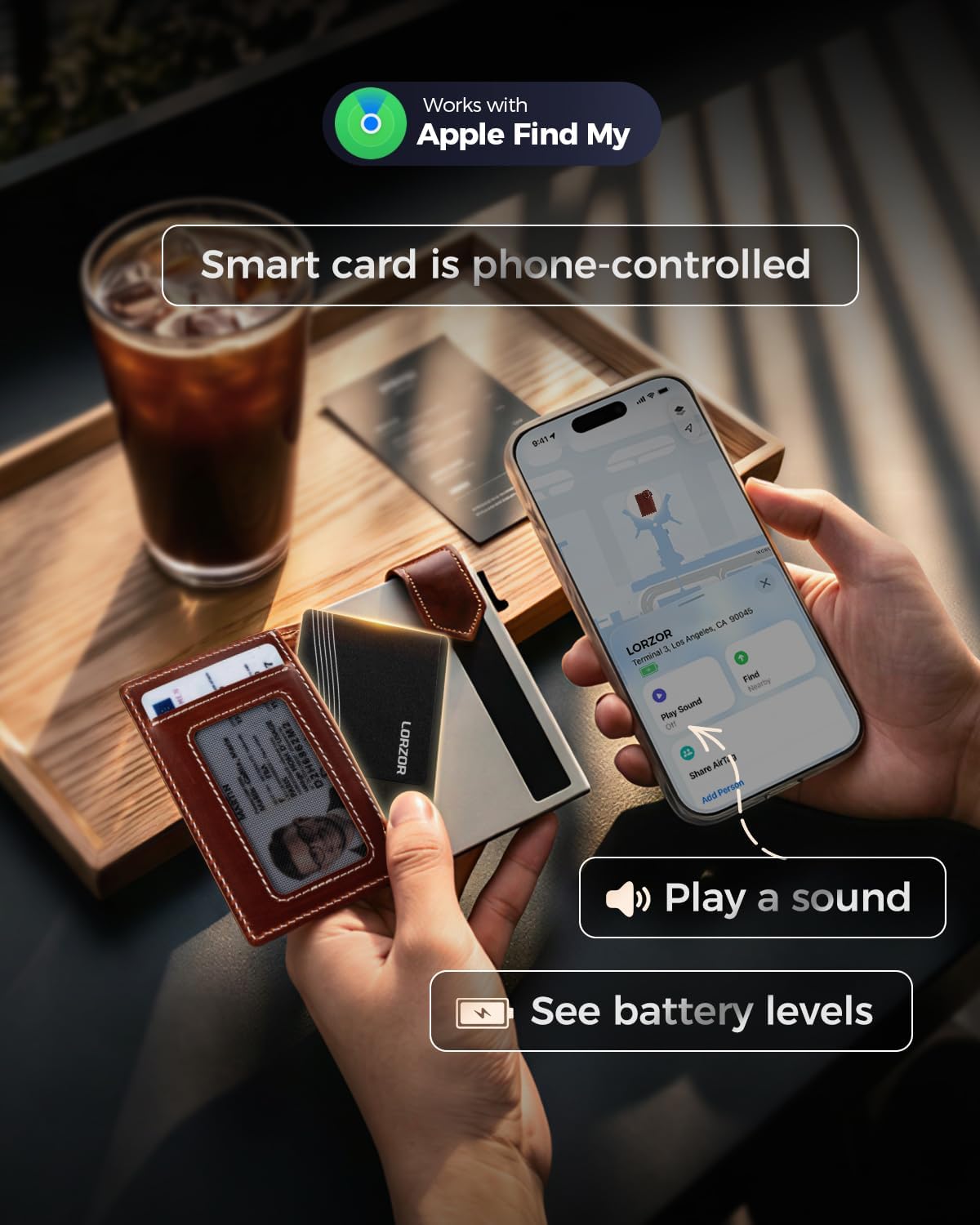 Wallet Tracker Card (iOS Only) Apple MFi Certified Slim Tracking Card, Rechargeable Bluetooth AirTag Smart Card for Apple Find My, GPS Item Finder IP68 Waterproof Locator for Keys, Pets, Luggage