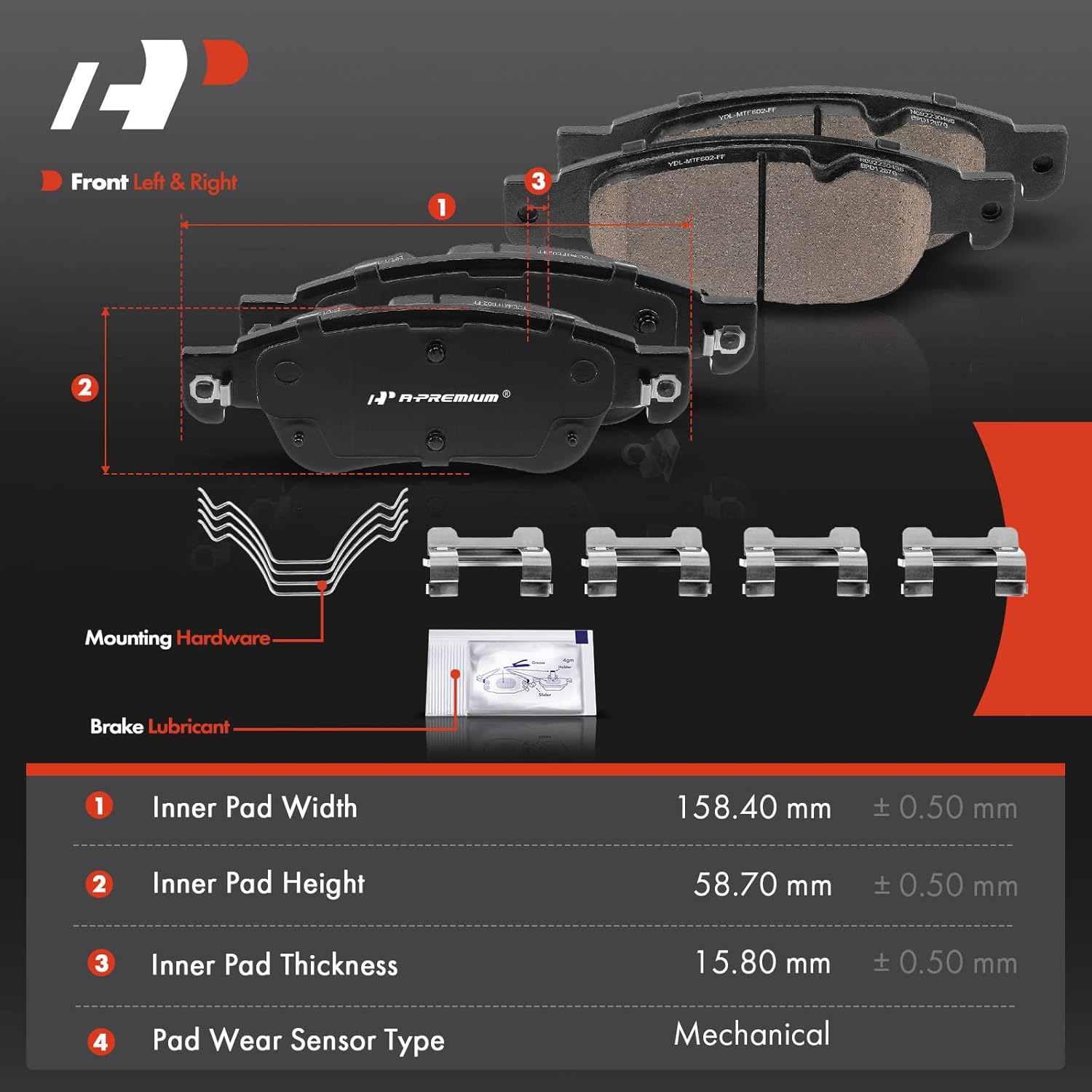 A-Premium Front Ceramic Brake Pads Set Compatible with Infiniti Models - Q60 2014-201, G37 2008-2013, G35 2007-2008, 4-Pack