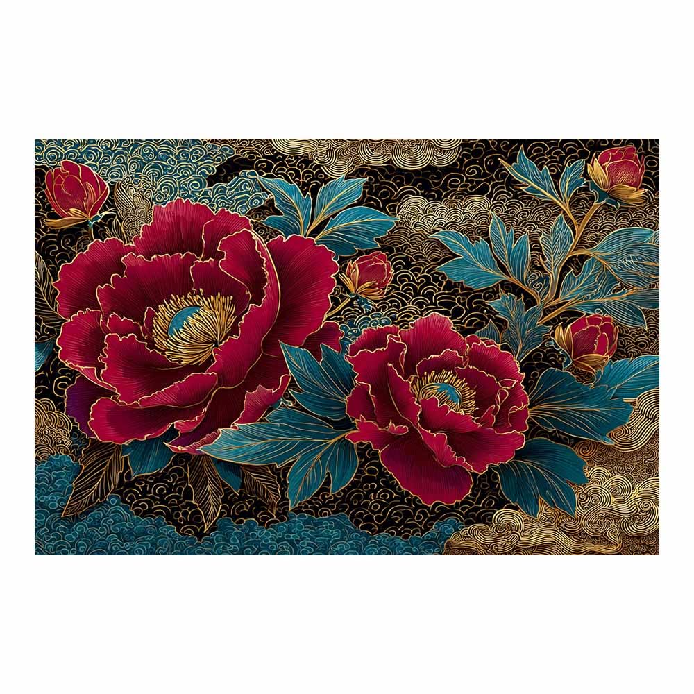 Xeniou Multicolor Flowers Canvas Red Peony Artwork Canvas Wall Art, For Living Room Bedroom Home Wall Decoration(Multicolor)-80X120cm Unframed