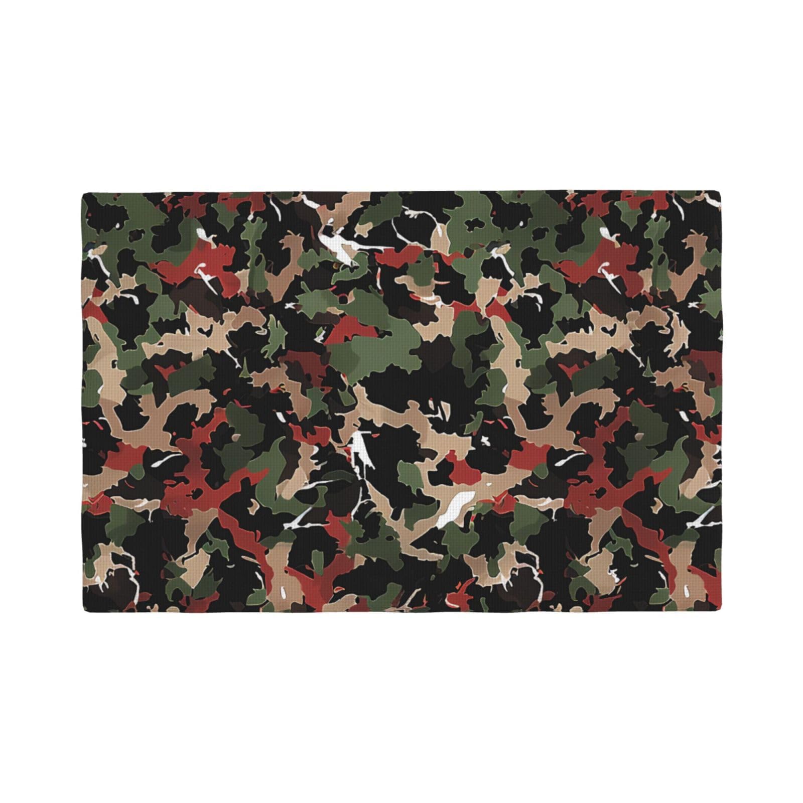 Camouflage Print Placemats Set, Heat Resistant Washable Placemat 12x18in Table Mats for Party Kitchen Dining Table Decoration Indoor Outdoor, Six Piece