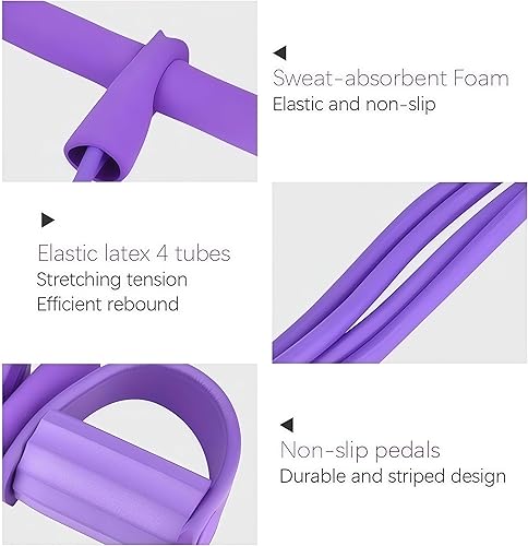 Miniatura 4 de 21 bandas de resistencia para fitness, 4 tubos de pedal de tobillo, bandas elásticas para ejercicio, equipo de ejercicio, equipo de entrenamiento