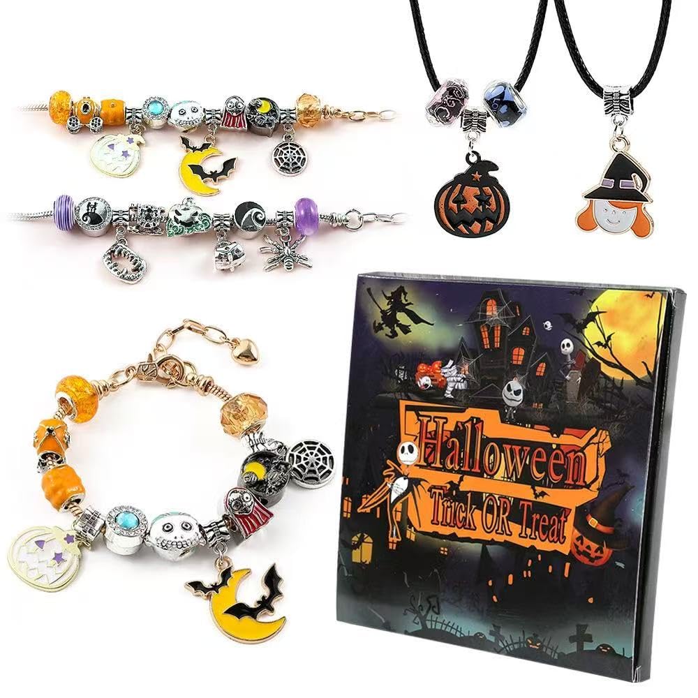 Halloween Charm Bracelet Advent Calendar,20-Day Unique DIY Bracelet Jewelry Countdown Box, Spooky & Fun Halloween Gifts