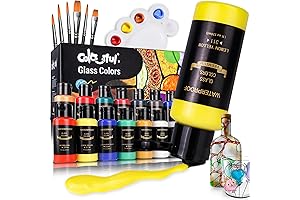 Colorful Stain Glass Paint Set with Brushes, Palette & Sponge