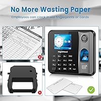 Vista 7 de Reloj de hora: relojes de hora de huellas dactilares para empleados, pequeñas empresas, cálculo automático de horas, reloj biométrico sin conexión