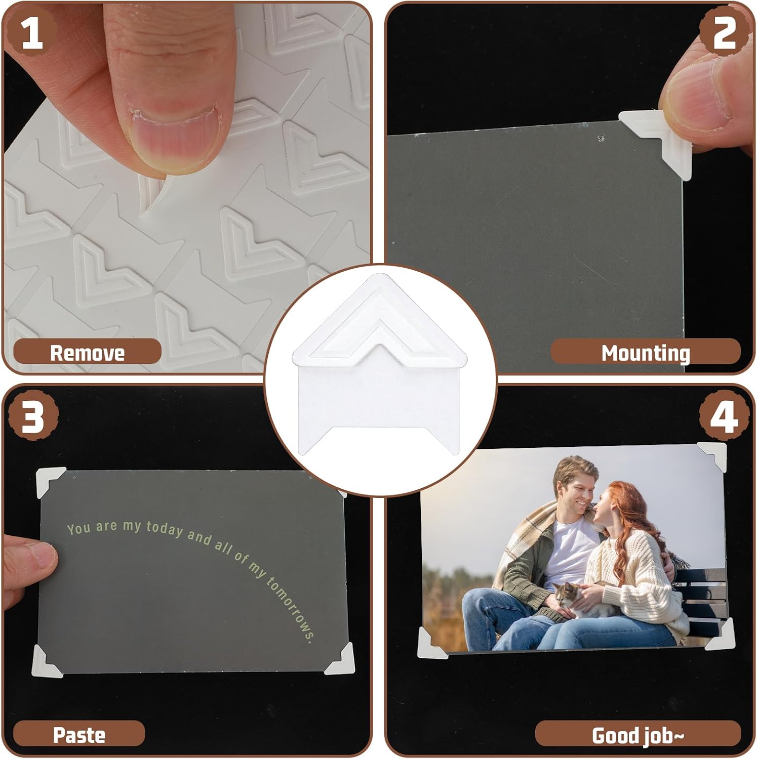 240 Pieces Photo Corners for Scrapbooking, Acid Free Picture Corner Stickers Self-Adhesive Photo Mounting Corners for Album, DIY Scrapbook Stickers, Memory Books(White)