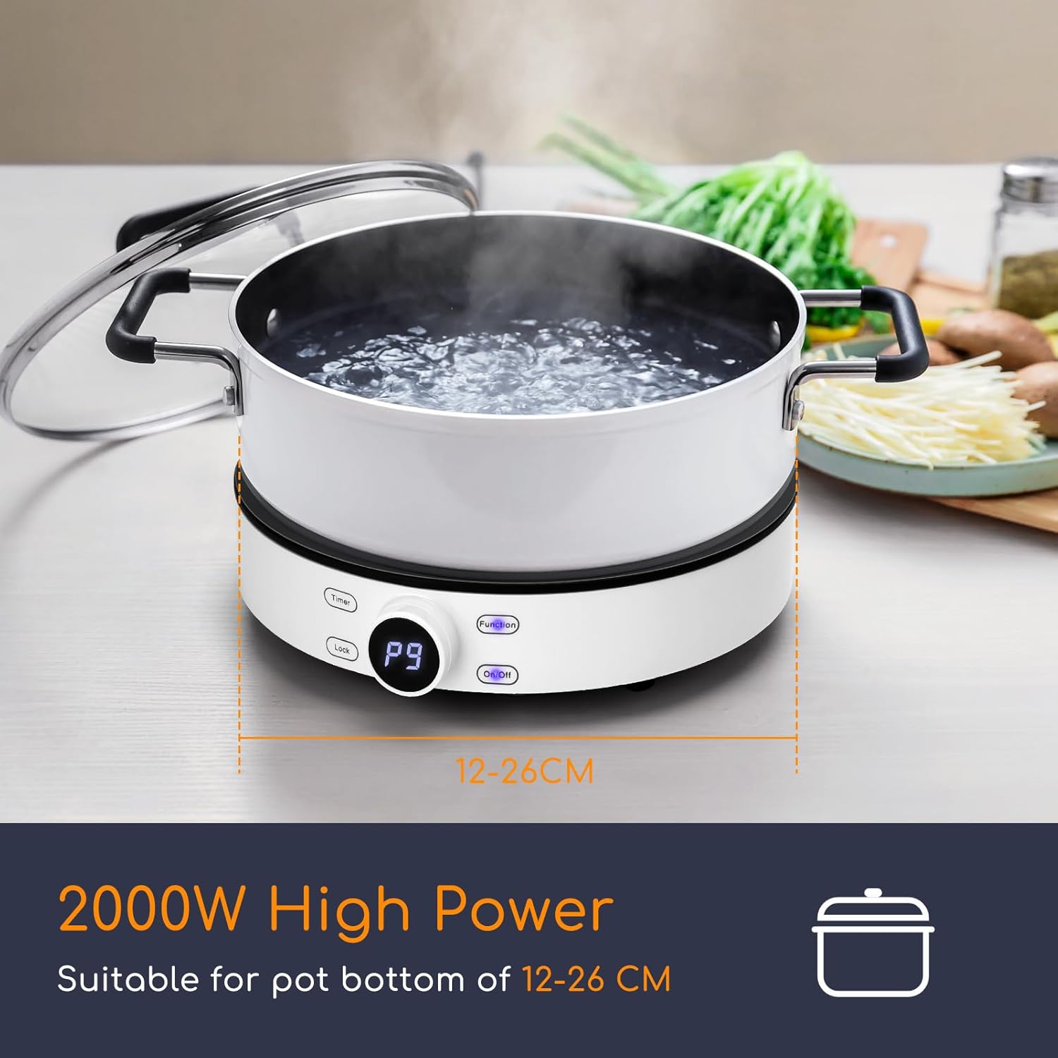 Aigostar Cookmate Portable Induction Cooktop on a kitchen counter