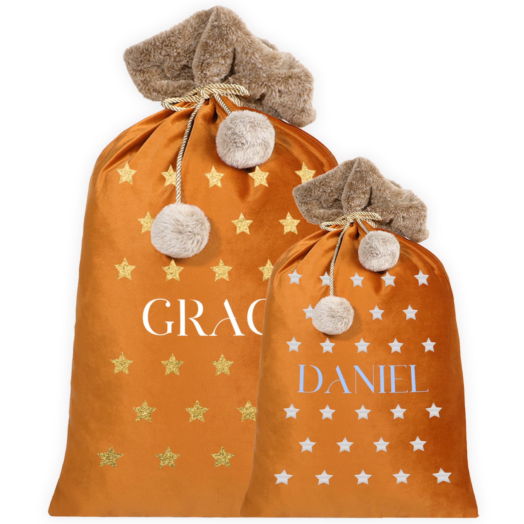 Print Maniacs Copper - Star Fusion Personalised Christmas Stocking Gifts For Dad, Personalised Santa Stocking Sack, Customised Santa Sack Adults, Custom Stocking Santa Sack, Personalised Xmas Gifts For Dad
