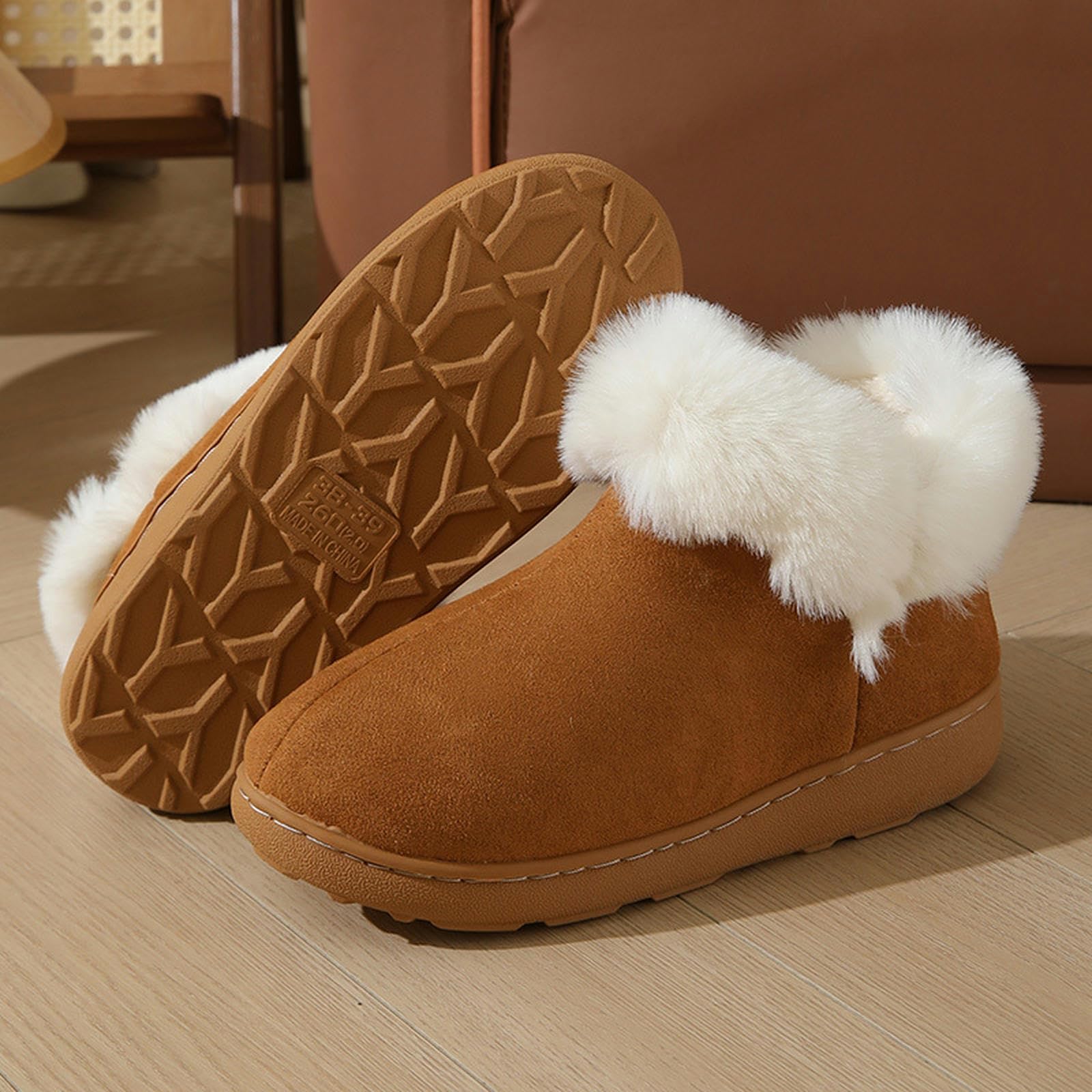 Pantofole Donna Pantofole da Uomo con Tacchi per Calore Invernale, Suola Spessa, Velluto E Scarpe di Cotone per Tutta La Partita per Donne-rosa-38-39 Adatto