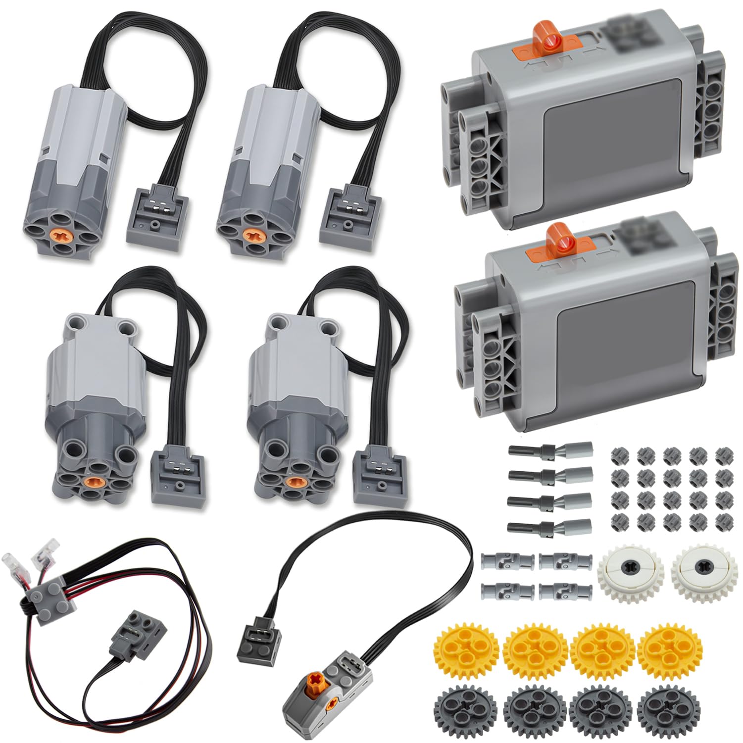 50pcs, Technic-Motor Set with Battery-Box-Extension-Cable, Gear-Axle-Universal-Joint, Compatible with Lego-Technic-Parts